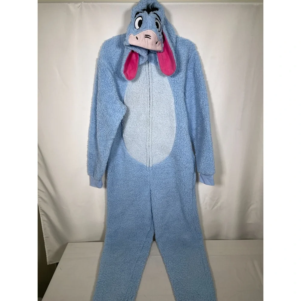 Disney Winnie The Pooh Eeyore Sherpa Cosplay Union Blue Suit Pajama Women's XL - Picture 2 of 13